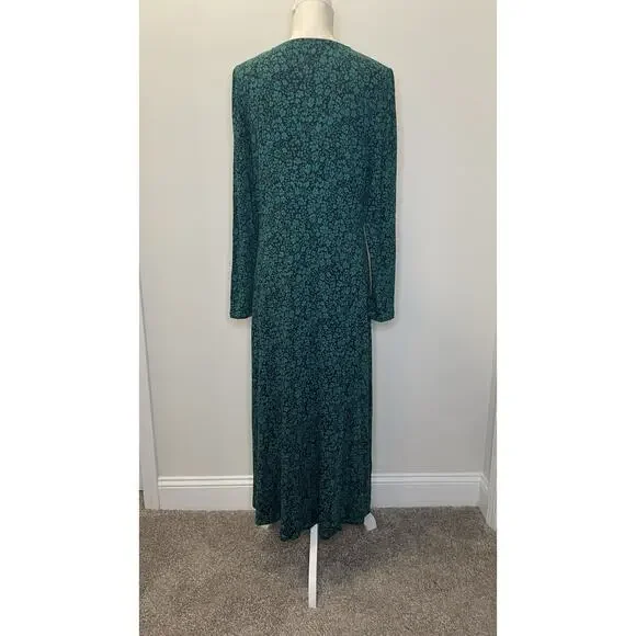 NWT Boden Jersey Midi Dress Floral Modest Cottagecore Blue Green Women's US 12L - Picture 4 of 15